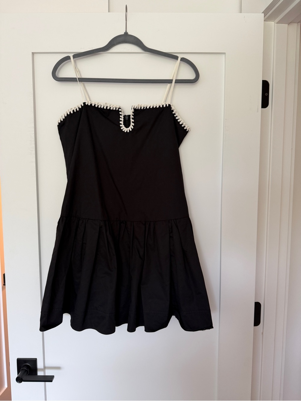 Anthropologie Mare Mare Square Neck Black Romper with Cream Trim